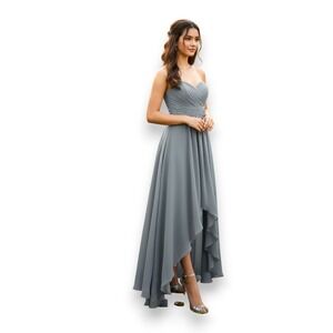 Christina Wu Celebration Misty Blue High Low Strapless Formal Wedding PromDress